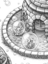 Tiny creatures in a bubble castle