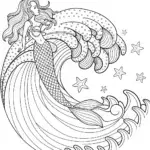Mermaid riding a starry wave