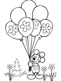 Mickey Mouse in a balloon garden