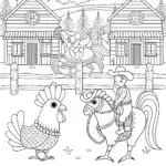 Chickens at a Wild West rodeo