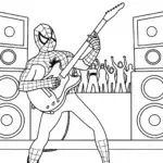 Spider-Man playing guitar at a festival
