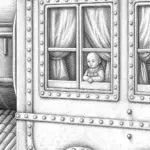 Baby on a vintage train