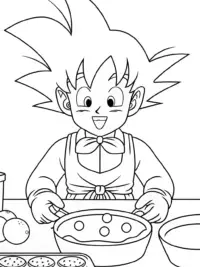 Goku baking a planet cake