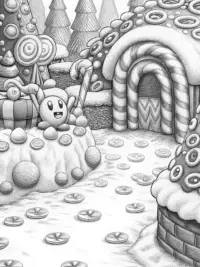Kirby in the candy workshop