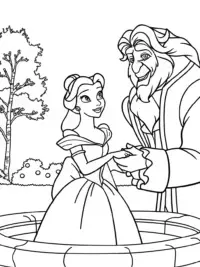 Belle and Beast by the crystal pond