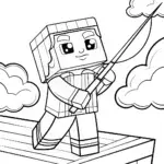 Minecraft character fishing for clouds