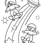 Rainbow High skateboarding in space