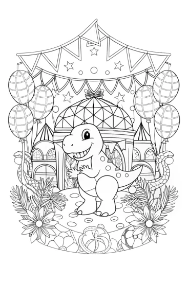 A coloring page of Yoshi’s festival adventure