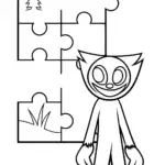 Huggy Wuggy on a puzzle adventure