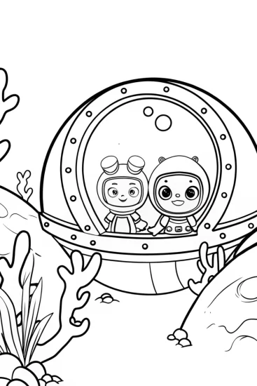 A coloring page of Octonauts underwater portal adventure