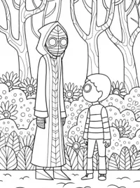 Enderman and villager in a forest