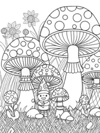 Mushroom orchestra in the meadow