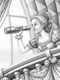 Princess gazing through a telescope