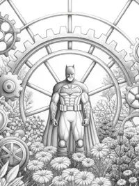 Batman in a mechanical garden
