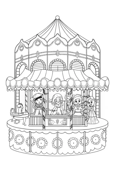 A coloring page of Rainbow High café competition