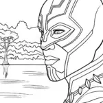 Black Panther gazing at a lake
