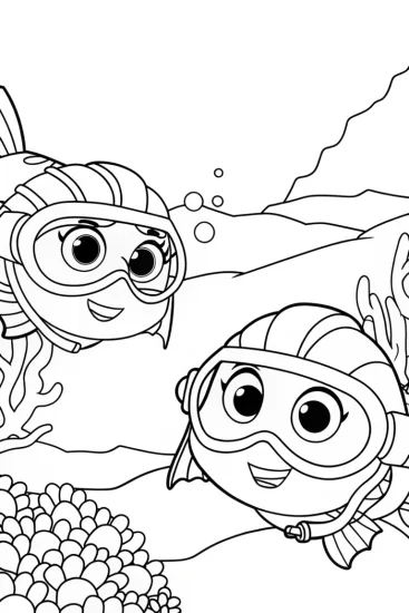 A coloring page of League of Legends underwater adventure