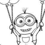 Minion floating on a balloon
