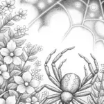 Spider tending cosmic garden