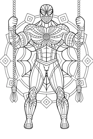 A coloring page of Venom as the protector in a dream