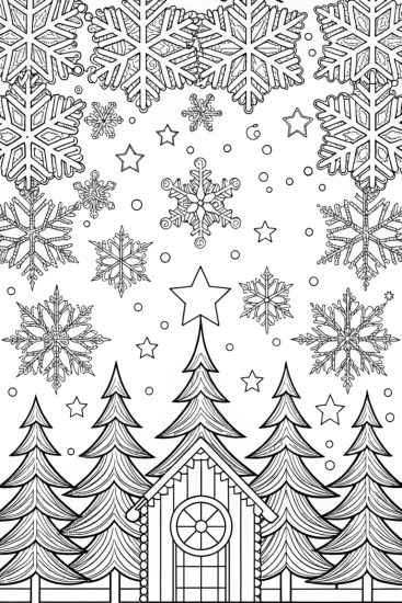 A coloring page of Christmas night sky coloring page