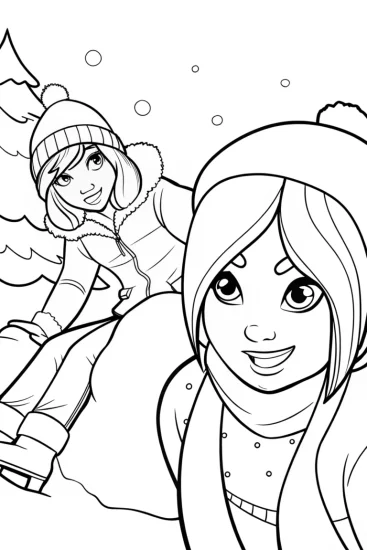 A coloring page of League of Legends winter fun