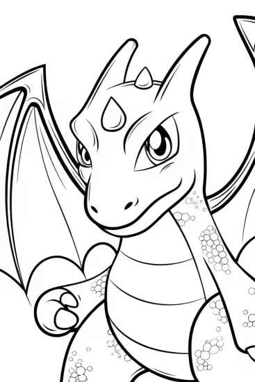 A coloring page of Charizard cosmic painting