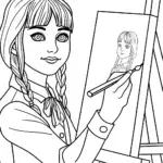 Wednesday Addams painting shadows