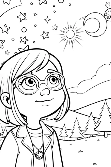 A coloring page of Mirabel’s enchanted night sky