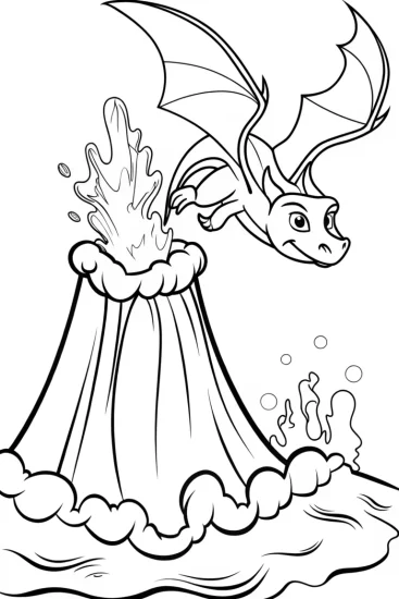 A coloring page of Charizard underwater volcano dive