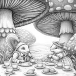 Mushrooms hosting a tea party
