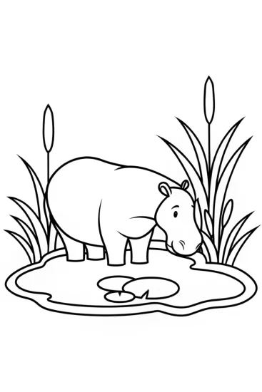 A coloring page of Banban gazing into a pond