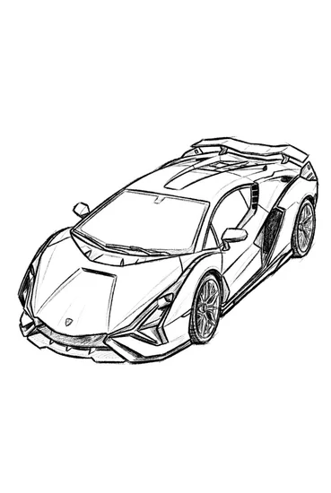 A coloring page of Futuristic Lamborghini Sian Coloring Page
