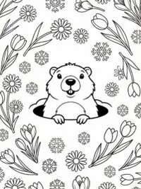Groundhog’s Winter Wonderland Coloring Page