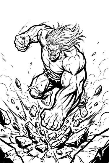 A coloring page of Hulk Smashes Rubble Coloring Page