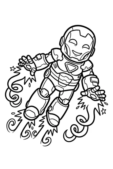A coloring page of Iron Man in Flight Coloring Page