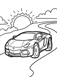 Lamborghini Sunset Drive Coloring Page