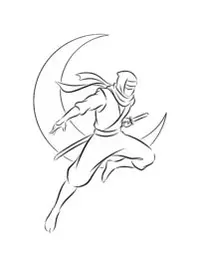 Moonlit Ninja Leap Coloring Page