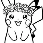 Pikachu Flower Crown Coloring Page