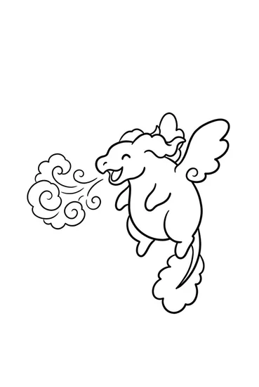 A coloring page of Reshiram Sacred Fire Coloring Page