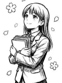 Sakura Schoolgirl Scene Coloring Page