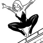 Spider-Gwen Rooftop Leap Coloring Page