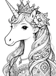 Unicorn Princess Crown Coloring Page